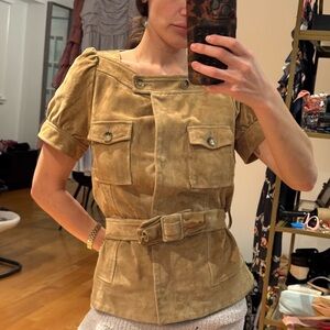 💎 RARE 💎 Red Valentino 100% goatskin suede sleeveless puff sleeve jacket.